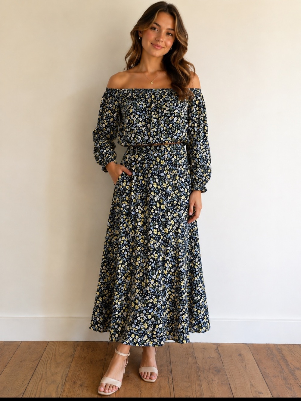 NWT Floral skirt set, top small skirt large blue and yellow
